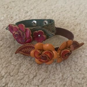 Leather flower bracelets